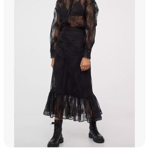 NWT STUNNING Sandra Mansour Lace Embroidered Organza Skirt Black Size: 14